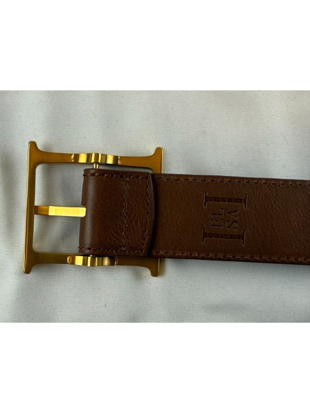 Helsa Brown Leather Logo Belt Size S - Picture 3 of 6
